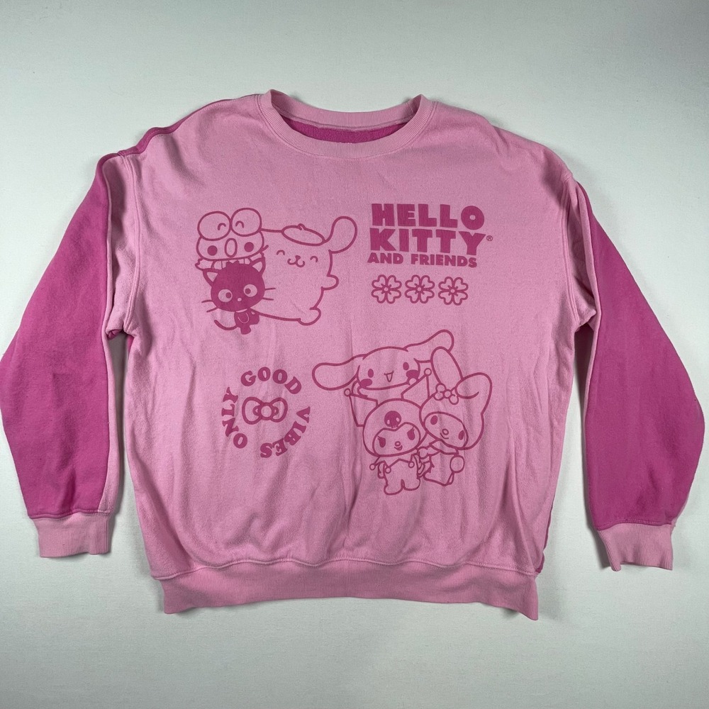 Hello Kitty Crewneck Sweatshirt Sanrio and Friends AOP Graphic Pink XL - Picture 5 of 6